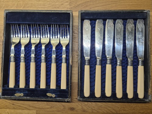 Antique fish knife fork - &,