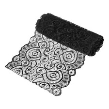 5-Yard 7.1 Inch Wide Elastic Lace Fabric, Ribbon Stretchy Trim Black