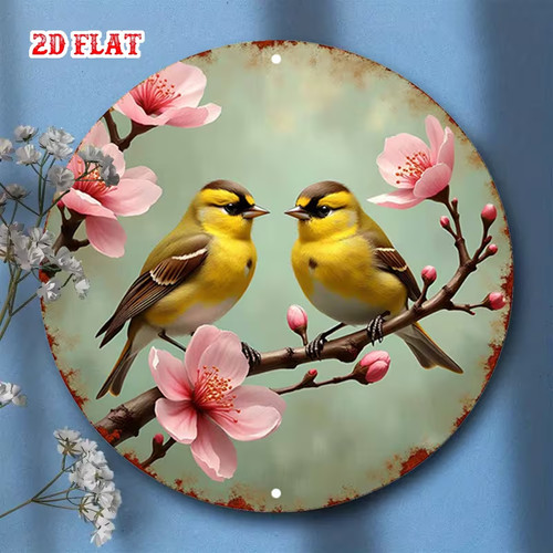 Bird metal plaque floral - bird,