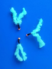 Barbless hothead twin tail electric chartreuse eggstacy bug worms  Trout fly #12