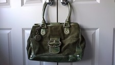 Anne Klein green suede and crocodile effect ladies handbag