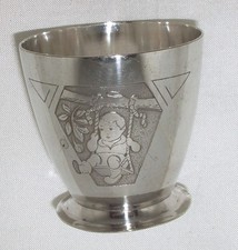 c1930-1950? SUPERB & CUTE! SOLID WELL-SILVERPLATED ART-DECO CHRISTENING CUP