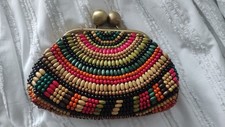 y2k boho Faith Bright Wooden Bead Bag clutch bag & Long Chain Strap Handbag 