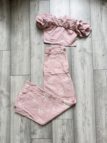 Zara pink embroidered wide - pink, leg