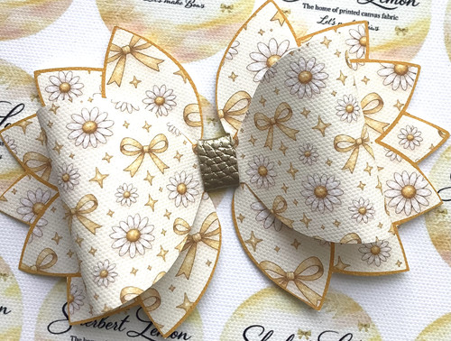 Gold daisy bows statement - daisy, 5"