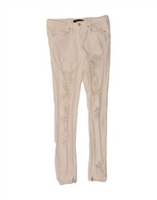 ZARA Womens Distressed Skinny Jeans W26 L29 White Cotton LW05