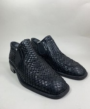 Cesare Paciotti Mens Shoes Black Snake Leather Dress Loafers Square Toes UK 6