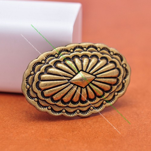 Brass western oval floral - 6x,