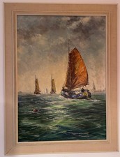 Vintage oil painting seascape