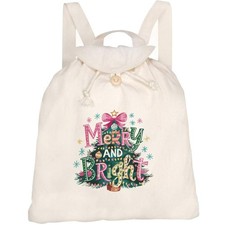 'Christmas Tree Merry And Bright ' Canvas Rucksack / Backpack (RK00036927)