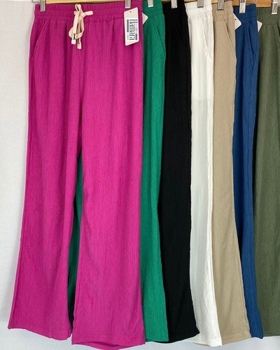 Women wide leg textured pants - women,