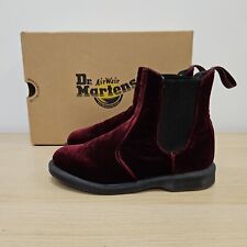 Dr Martens Womens Flora Chelsea Red Soft Velvet Ankle Boots Size Uk 4 Eu 37