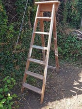 Vintage Wooden Folding 6 Tread Steps / Ladder Ideal for Shop / Garden display