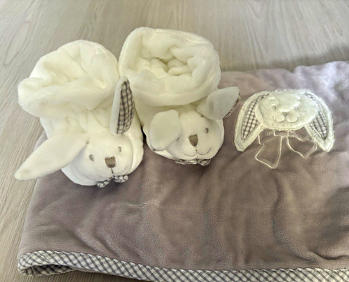 Plush grey white bunny - grey,