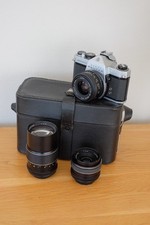Pentax SP and 3 M42 lenses in