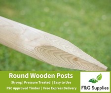 15 x Wooden Fence Posts 1.5m tall x 50mm (2") dia. pressure treated wood