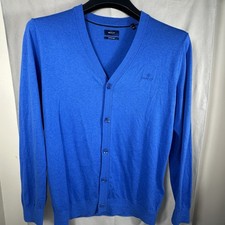 GANT Mens Cardigan Cotton Silk Size Label L Light Blue 5 Buttons Chest 44 inches