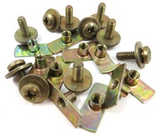 WELD T Nuts Smooth Flange 1/4 INCH UNC with Captured Screw and Washer (10 Pack)