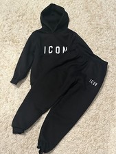 BOYS TRACKSUIT 2 PIECE TROUSERS AND HOODED TOP COLOUR BLACK AGE 5-6 YEARS NEW