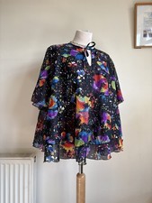 ZARA Vintage Colourful Kaftan Blouse. L UK 14 16 Loose Fit Floral Layered Boho