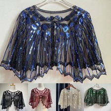 Short Evening Dress Sequin Shawl 1920s Retro Shawl Beaded Sequin Women Clothing