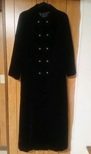 Velvet Maxi Coat Size 6 Black Fitted Holiday Winter Rhinestone Buttons