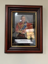 King Charles III strong hard wood frame gold trim mounted poster 40 x 30 cms