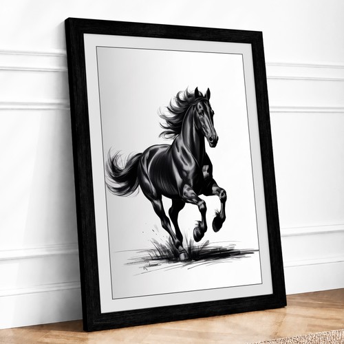 Galloping horse modern framed - galloping,