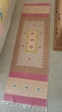 Hand Woven Cotton Kilim Runner Mat 22.5" x 76"Long
