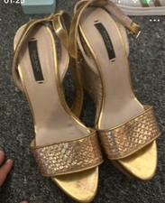 Gold Wedge Sandals Size 5 Zara