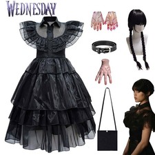 Wednesday The Addams Family Costume Kids Girls Halloween Dress Birthday Party