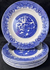 Barrett’s Staffordshire “WILLOW” Blue & White 7” Side Plates - Set of 6 -