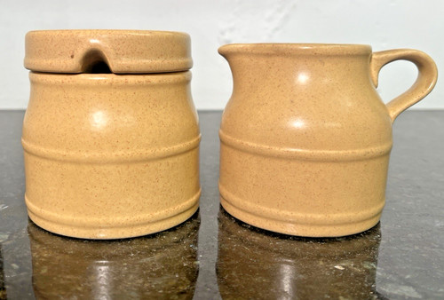Stoneware mustard pot cream - mustard,