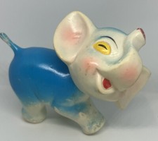 Vtg Small Blue Elephant Vinyl