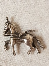 Vintage Cast Silver Prancing Horse Figurine Unmarked 1.5" 18.8g