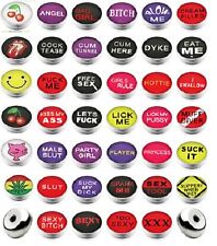 Rude Words Logo Tongue Bar Piercing Short Long Logo 10mm, 12mm, 14mm, 16mm 19mm