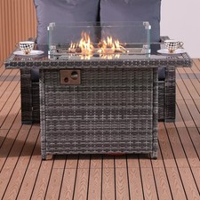 Rattan Gas Fire Pit Table +