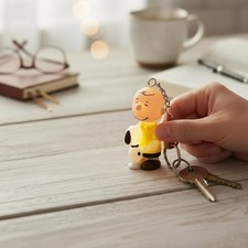 Peanuts Snoopy & Charlie Brown 3D Keyring Light Up 1980s Cartoon Character BNWT