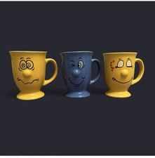 3 Vintage Collectable Trade Winds Tableware Funny Face Mugs Excellent Condition