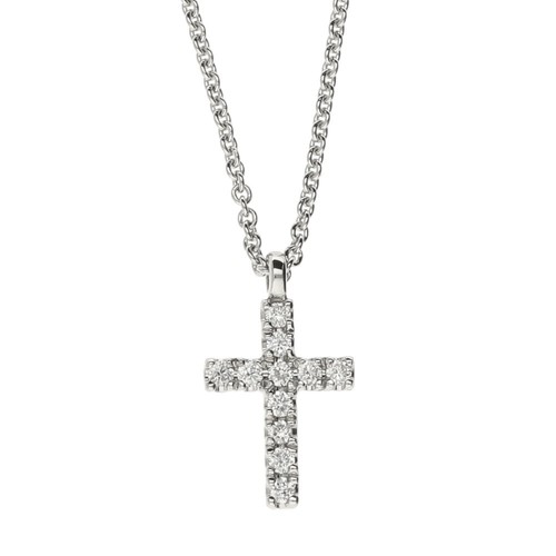 9ct white gold - white, cross