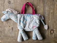 Little Joules Padded Horse Shaped Fabric Tote Bag In Light Blue Pattern Design 