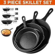 3 Piece Cast Iron Frying Pan
