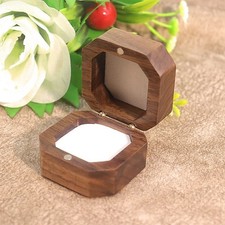Vintage walnut wooden ring box - wooden,