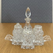 Cut glass cruet set - cruet, 5