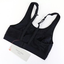 SWEATY BETTY Ultra Run Women Sport Bra 32B Black Gym Adjustable Straps Mesh *