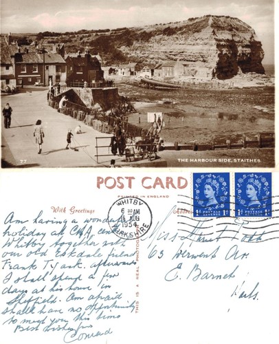 Vintage postcard staithes - postcard,