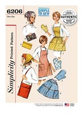 SIMPLICITY 6206 FULL & HALF APRONS VINTAGE GIFTS Sewing Pattern Skill: EASY