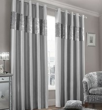 Luxurious Faux Silk Crushed Velvet Curtains Ready Made Glam Ring Top Curtains