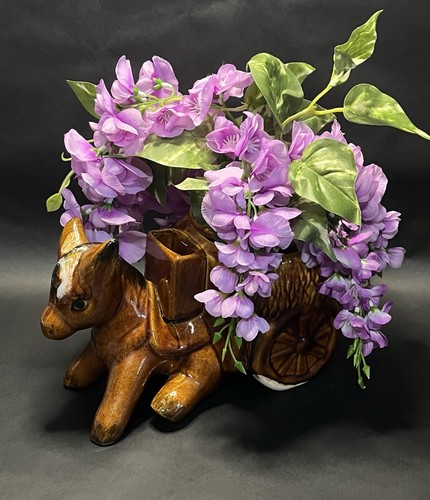 Vintage donkey pulling cart - donkey,