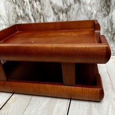 MCM Desk Double Letter Tray Rosewood Mid Century Paper Office Organizer Amazing